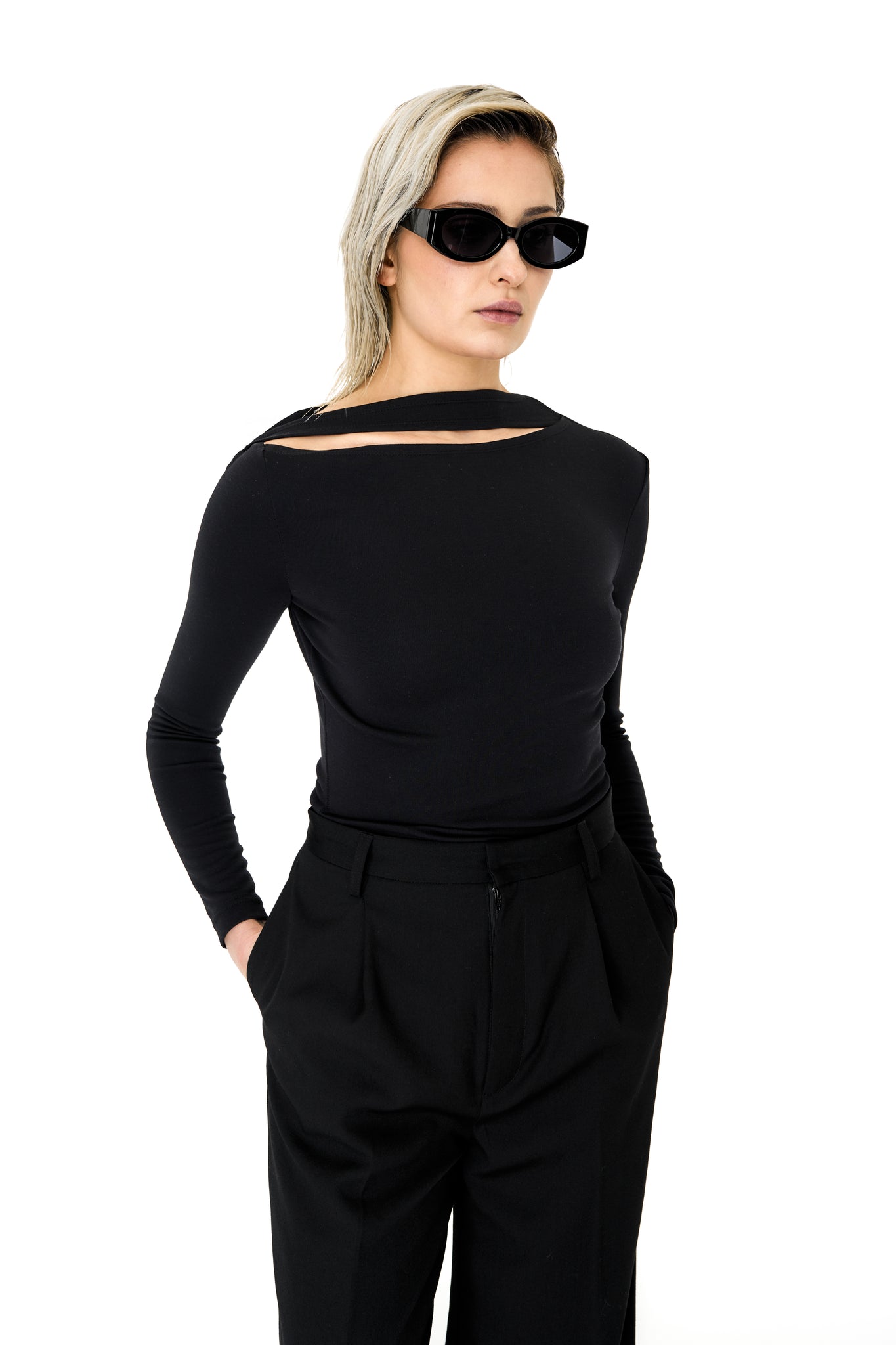 Cut-out Long Sleeve Top